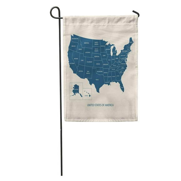 POGLIP Blue USA Map Name of Countries United States America Us Garden Flag Decorative Flag House Banner 12x18 inch