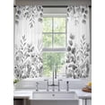 thumbnail image 2 of Grey Eucalyptus Leaves Sheer Curtains 72 Inch Length 2 Panels Set Window Treatments, Watercolor Spring Summer Botanical Rod Pocket Semi Curtains for Living Room/Bedroom/Kitchen Décor, 104"W x 72"L, 2 of 7