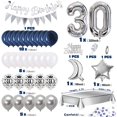 thumbnail image 6 of YANSION 30th Birthday Decorations Men, Happy Birthday Banner, 30 Birthday Balloons Set for Women, Blue and Silver Latex /Foil/Confetti Balloons, Table Decorations, Foil Tablecloth, Cake Topper, 6 of 7