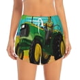 thumbnail image 2 of Wukai farmer working with tractor at field Print Women' double-layer Shorts for Athletic Gym Running Shorts with Phone Pockets-X-Large, 2 of 7