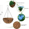 thumbnail image 5 of Artificial Flowers Hanging Basket for Outdoor Indoor, Fake Orchid Flowers in Coconut Lining Hanging Basket for Home Courtyard Decoration, 5 Branches Flowers in '' Basket(Blue), 5 of 5