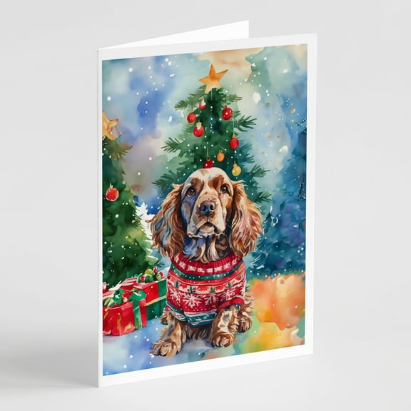English Cocker Spaniel Christmas Greeting Cards Pack of 8 7 in x 5 in