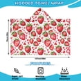 thumbnail image 2 of Red Strawberry Plants Fruit Heart Hooded Bath Towel，50"x30" for Ages 3 To 12 Kids, Quick Dry Lightweight Soft Microfiber Hood Beach Towel Cover Up for Kids, 2 of 7