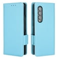 thumbnail image 2 of Wallet Case for Samsung Galaxy Z Fold4, Soft Silicone Lychee Pattern PU Leather Shockproof Flip Cover with Card Slots Holder Magnetic Clasp Lock Drop Resistant Kickstand Phone Case,Cyanblue, 2 of 5