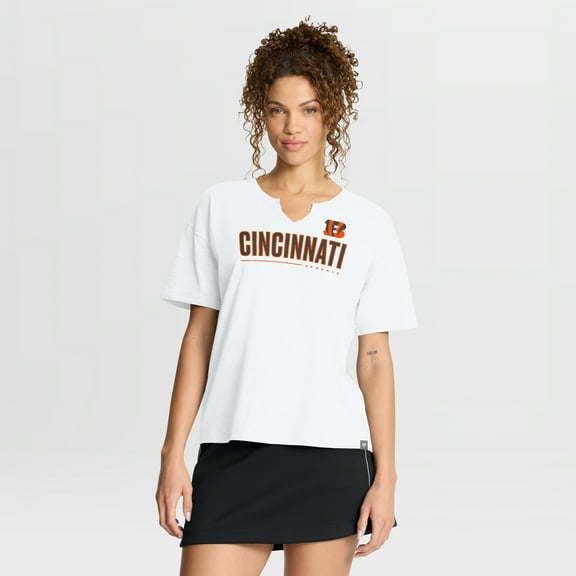 Women's Fanatics White Cincinnati Bengals Redzone Slub Boxy T-Shirt