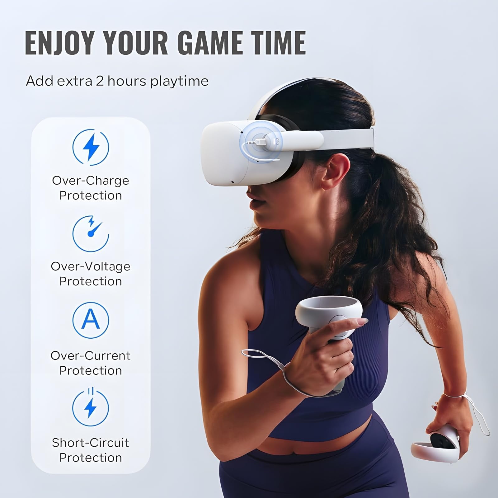 Battery Pack for Oculus Quest 2/3/3S, 5000mWh Extended Battery for Meta Quest 3 Accessories, 18.5W Fast Charging VR Headset Battery Pack, Lightweight and Portable Charger for Extra 2-4H Playtime