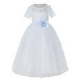 thumbnail image 2 of Ekidsbridal Girl Pageant Flower Girl Dress - White Lace Short Sleeve with Bow Sash LG2T-A (Size: 2-12), 2 of 3