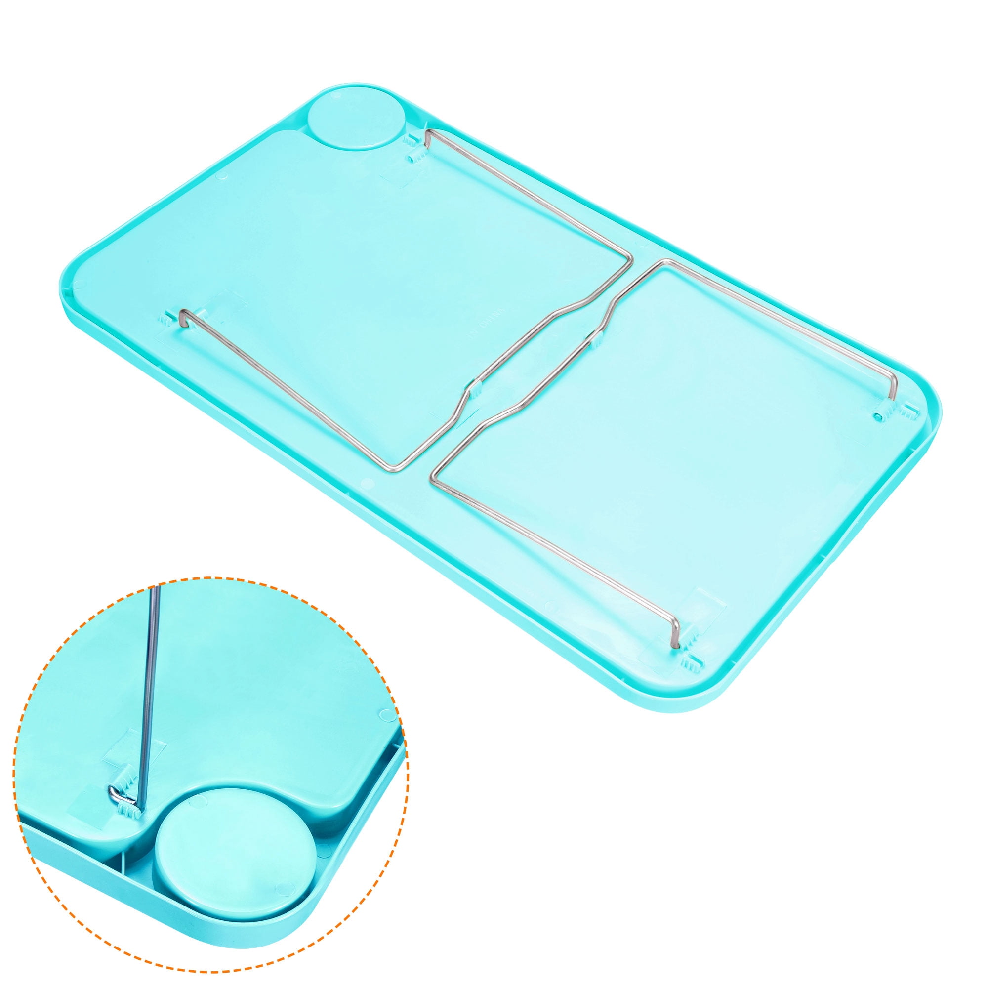 Unique Bargains Breakfast Tray Tables with Folding Legs Laptop Snack Desk for Eating Blue