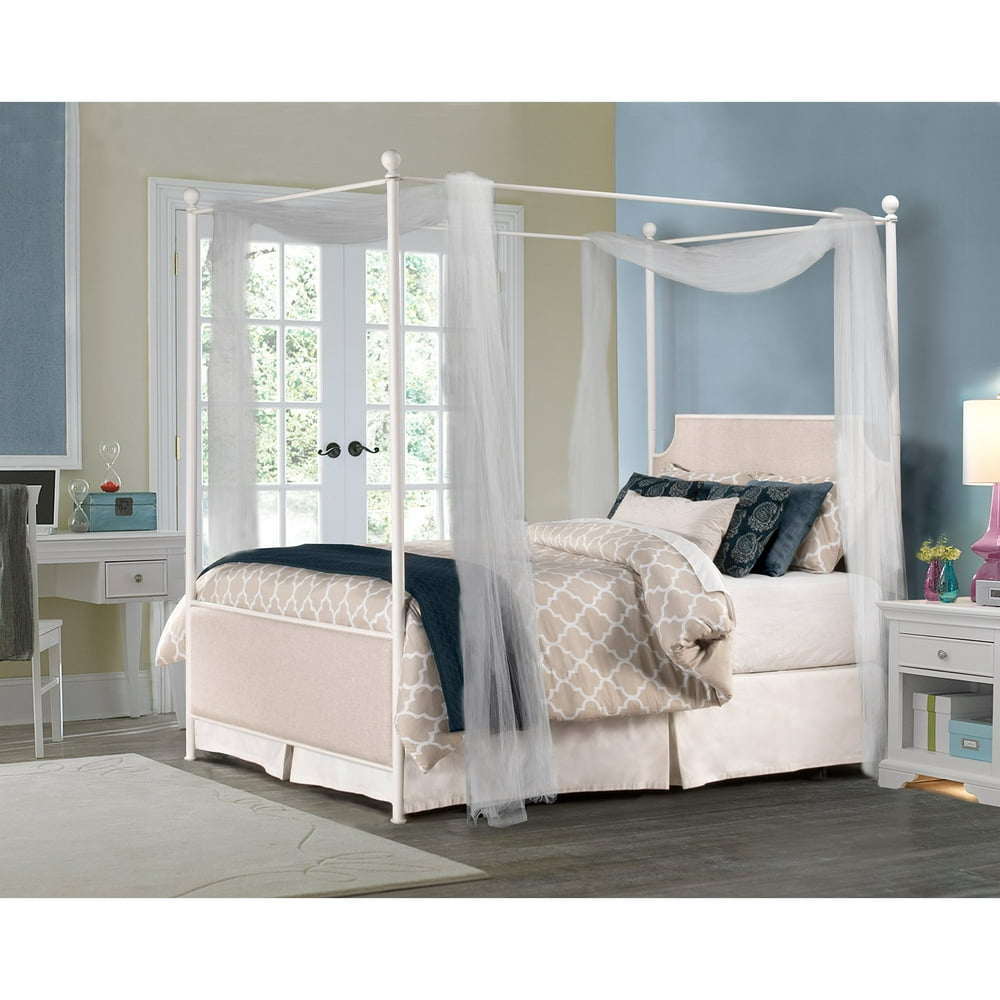 McArthur Canopy Bed Set OffWhite Finish Queen Bed Frame Included, OffWhite