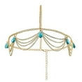 thumbnail image 4 of Diadema de joyería de 21,7 pulgadas de largo, color dorado, estilo retro, exquisita diadema con borlas de brillo para mujer, para bodas y fiestas, tipo 1, 4 of 12