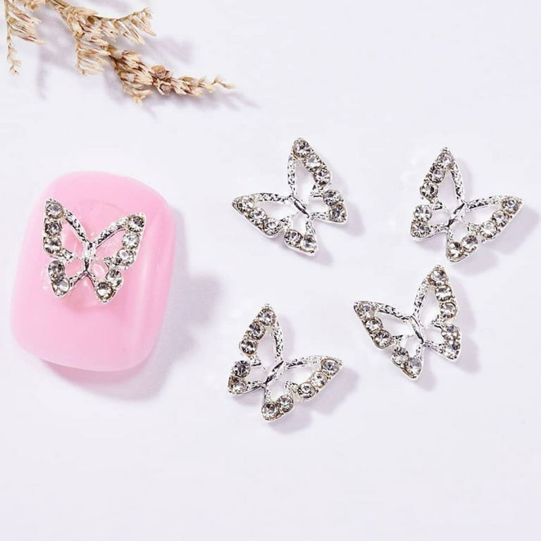 Butterfly Rhinestone Nails