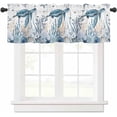 thumbnail image 2 of Kitchen Curtains Valances for Small Windows, Summer Ocean Sea Life Short Curtain Valance for Living Room, Blue Coral Shell Conch Starfish Sea Turtle Rod Pocket Blinds Window Printed Drapes 54x18 Inch, 2 of 6