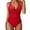 Red, variant on Women Sexy Tummy Control One Piece Swimsuit with Push Up Halter Neck Bathing Suit