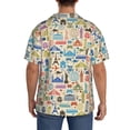 thumbnail image 5 of Naloa Famous Places Men's Loose Fit Cuban Collar Short-Sleeve Shirt with Button-down and Chest Pocket for Everyday Wear Outings - Large, 5 of 7