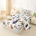 thumbnail image 2 of jejeloiu Watercolor Cat Floral Twin Sheet Sets Kids,Wildflower Kitten Pattern Bedding,3-Piece, 2 of 6