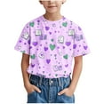 thumbnail image 1 of HVOBBTY T-Shirt Classique à Manches Courtes Décontracté pour Fille, Chemise Tendance pour Enfant T-Shirt Imprimé Col Rond Confortable Ample T-Shirt Blouse à Manches Courtes Hauts Décontractés Vert, 8 Ans, 1 of 5