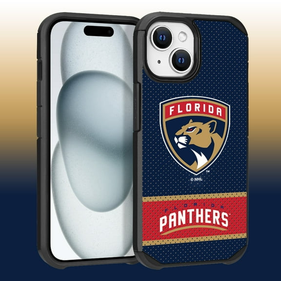 Apple iPhone 15 Plus - NHL Licensed Florida Panthers Team Logo on Jersey Textured Dual Layer Case