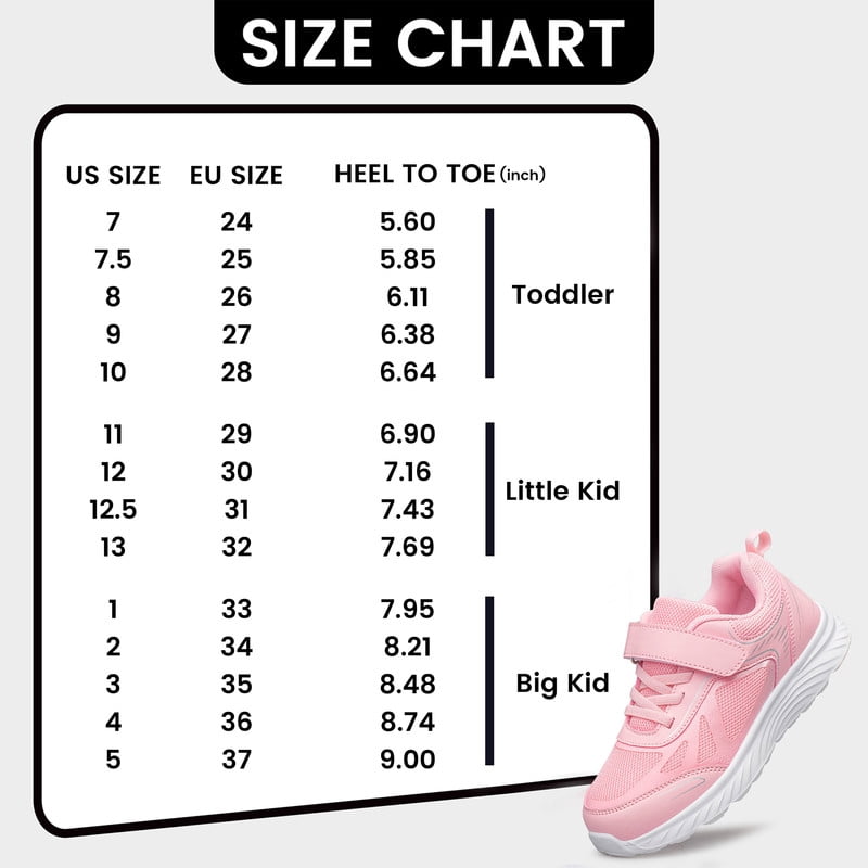YHOON Girls Sneakers Mesh Breathable Casual Lightweight Fashion Tennis Running Sport Kids Shoes Pink Toddler Size 8