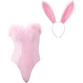 thumbnail image 2 of Sexy Pink Bunny Bodysuit with Ear Headband Halloween Outfit, 2 of 3