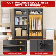 SOLAURA 71 Tall Metal Armoire Wardrobe Cabinet with 2 Doors, Wardrobe Closet with Hanging Rod and Adjustable Shelves, Freestanding Closet for Home Living/Laundry Room/Department (Black)