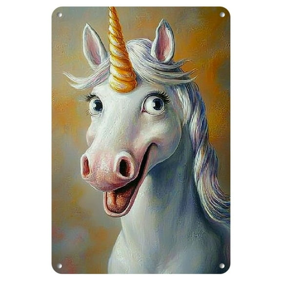 Room Decor 1pc Vintage Style Angry Unicorn Iron Wall Sign, 8x12 Inch, Whimsical Metal Decor Plaque, for Bedroom, Bar, Cafe, Office, Farm Home Decor