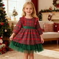 thumbnail image 5 of XEGLSBU Christmas Dresses for Girls 14/16 Party Dress for Girls Red Velvet Plaid Layered Gown with Bow Back Detail Festive Holiday Attire for Toddler Kids Green Size 6-7 Years, 5 of 9
