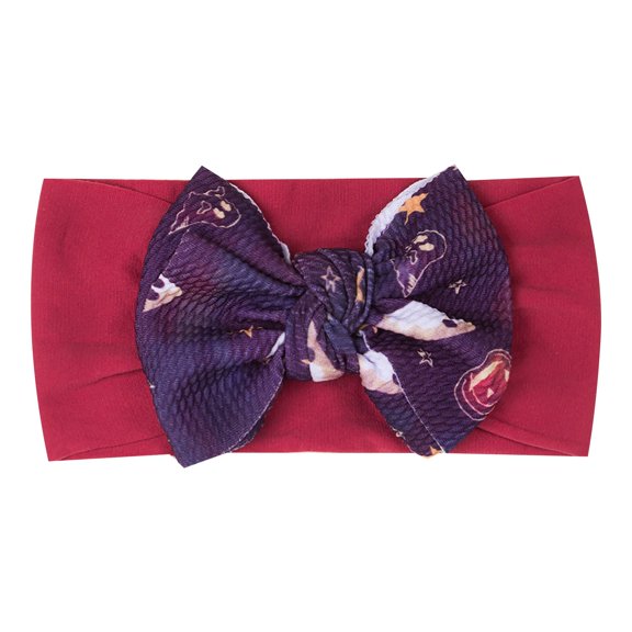 Binhe Baby Girls Headband Halloween Pumpkin Printed Hairbands Bow Knotted Headwrap for Solid Color to Soft and Comfortable to Wear with Sequins