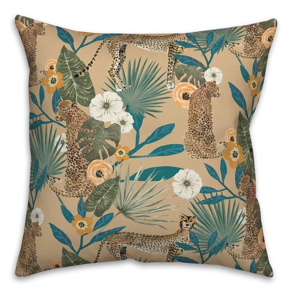 Creative Products Tropical Cheetah Beige 18 x 18 Spun Poly Pillow