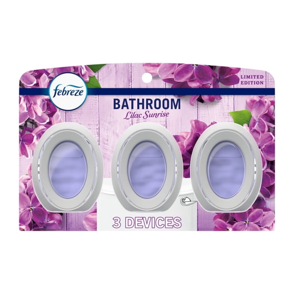 Febreze Bathroom Air Freshener, Odor-Fighting, Lilac, 3ct