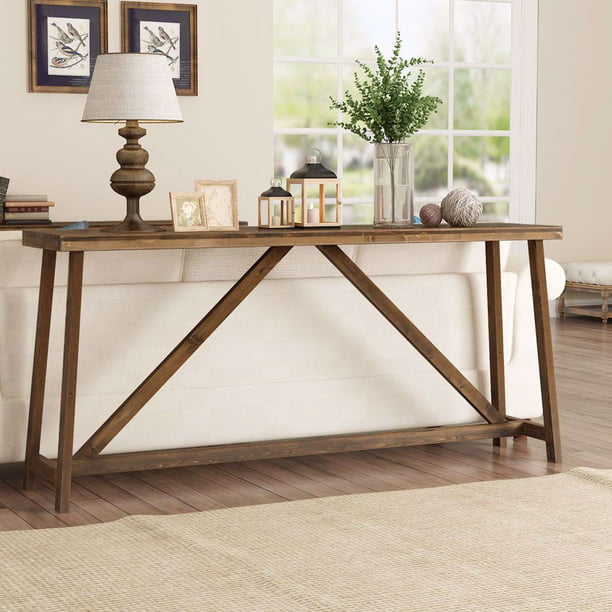 Long Rustic Console Table, Long Foyer Console Table