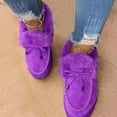 thumbnail image 3 of Women's Moccasin Slippers Micro Suede Warm Faux Fur Pile Lined Lace-Up Bow Cozy Slip On Loafers Shoes for Women, 3 of 5