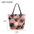 thumbnail image 5 of Open Top Canvas Tote Bag with Zipper Reusable Shopping Bag 13.5x15" Roomy Carryall Coral and Black Tie-dye Pattern, 5 of 9