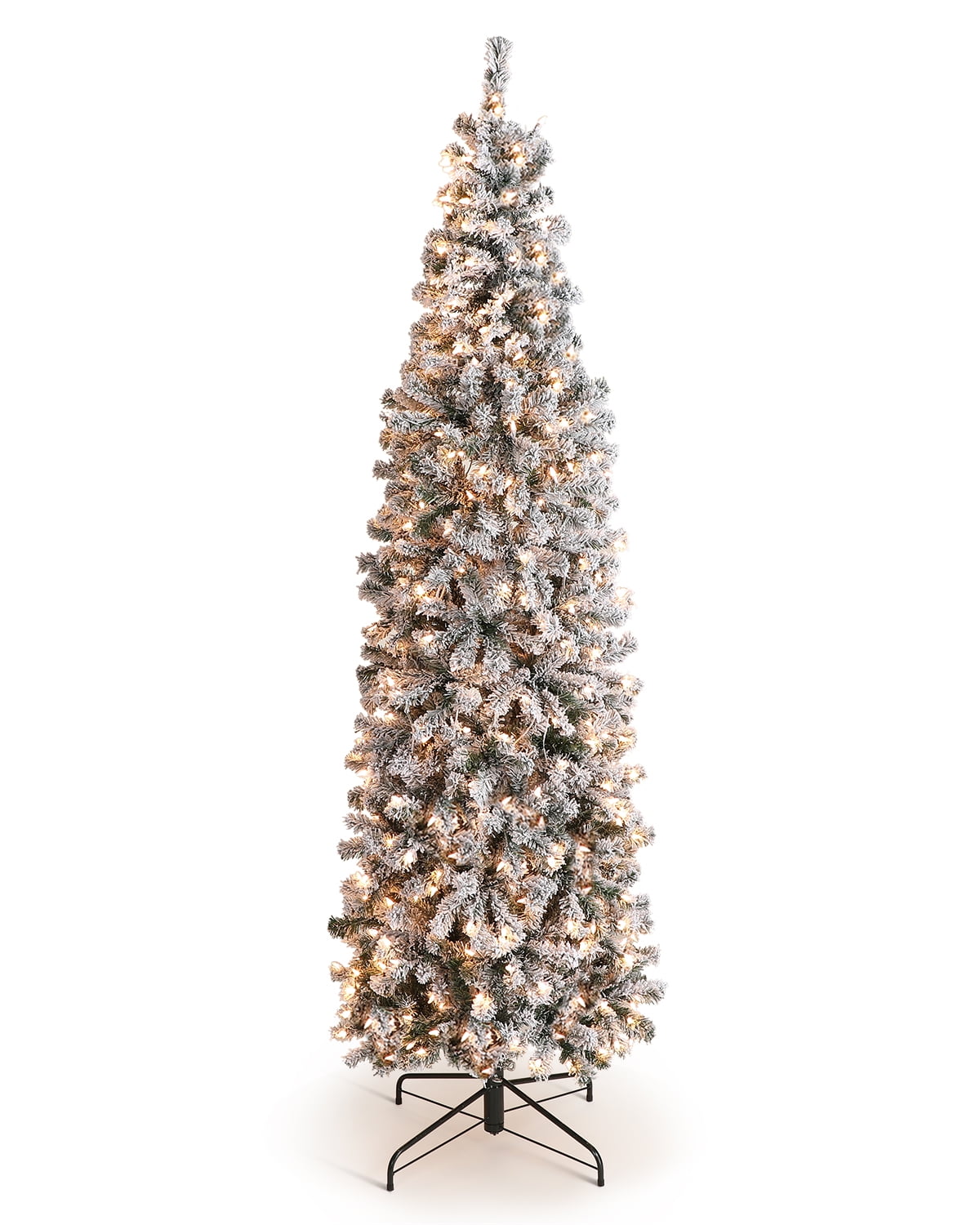 OasisCraft Snow Flocked Artificial Pencil Christmas Tree 6.5FT, Prelit