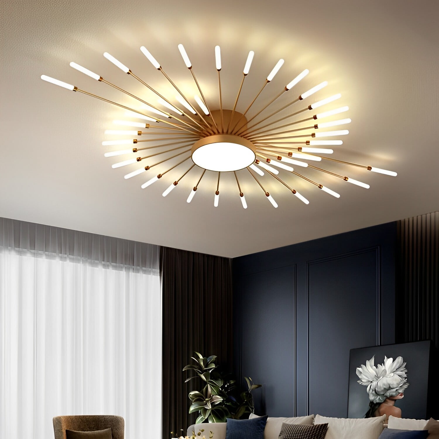Censlighting 18+1 Lights Firework Chandelier LED Ceiling Light Semi ...