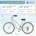 thumbnail image 3 of FICISOG Beach Cruiser Bike for Women, 26" Womens Commuter Bike with Rack, 7-Speed Classic Cruiser Bicycle Low Step Through for City Commuter, Retro Bicycle for Seniors Ladies Adult, 3 of 8