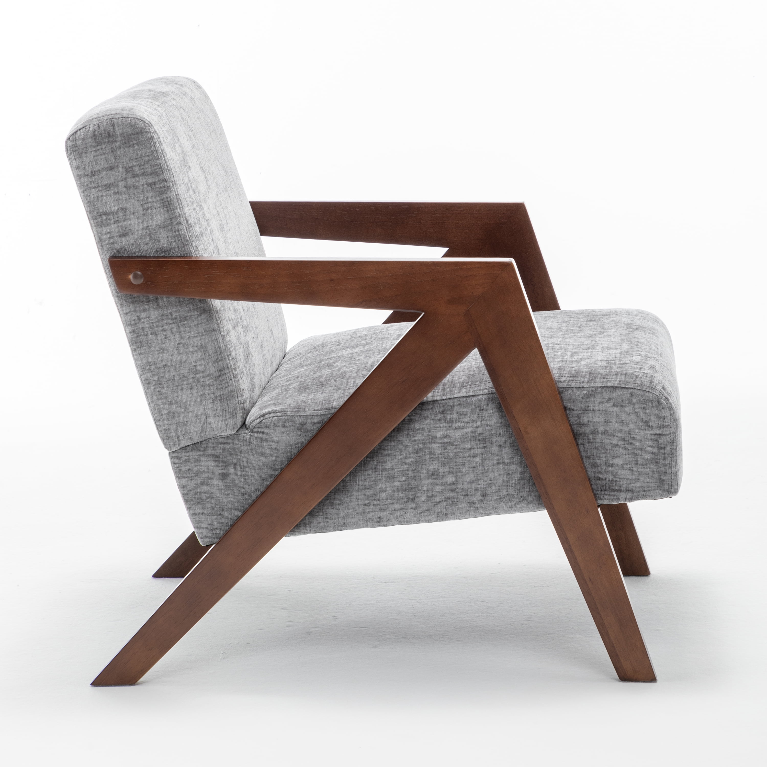 Leumius Mid Century Modern Accent Chair,Upholstered Reading Armchair with Solid Wood Frame,Accent Chair for Living Room Bedroom Apartment, Easy Assembly,Light Gray