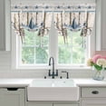 thumbnail image 4 of Texas Star Navy Blue Tie Up Curtains for Windows, Adjustable Balloon Window Shades, Farmhouse Vintage Art Wooden Kitchen Window Treatments Farmhouse Short Curtains with Rod Pocket 42"x45", 4 of 8