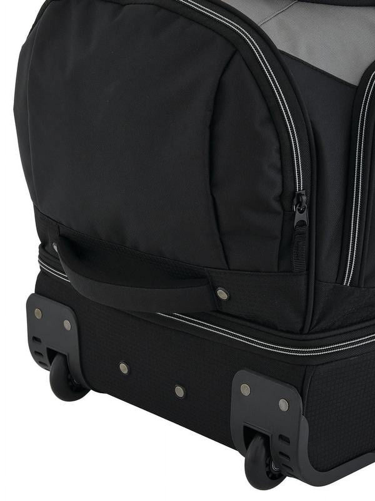 (2 pack) Wrangler 30" Polyester Drop-Bottom Rolling Travel Duffel w/ Interior Toiletry Pocket - Black