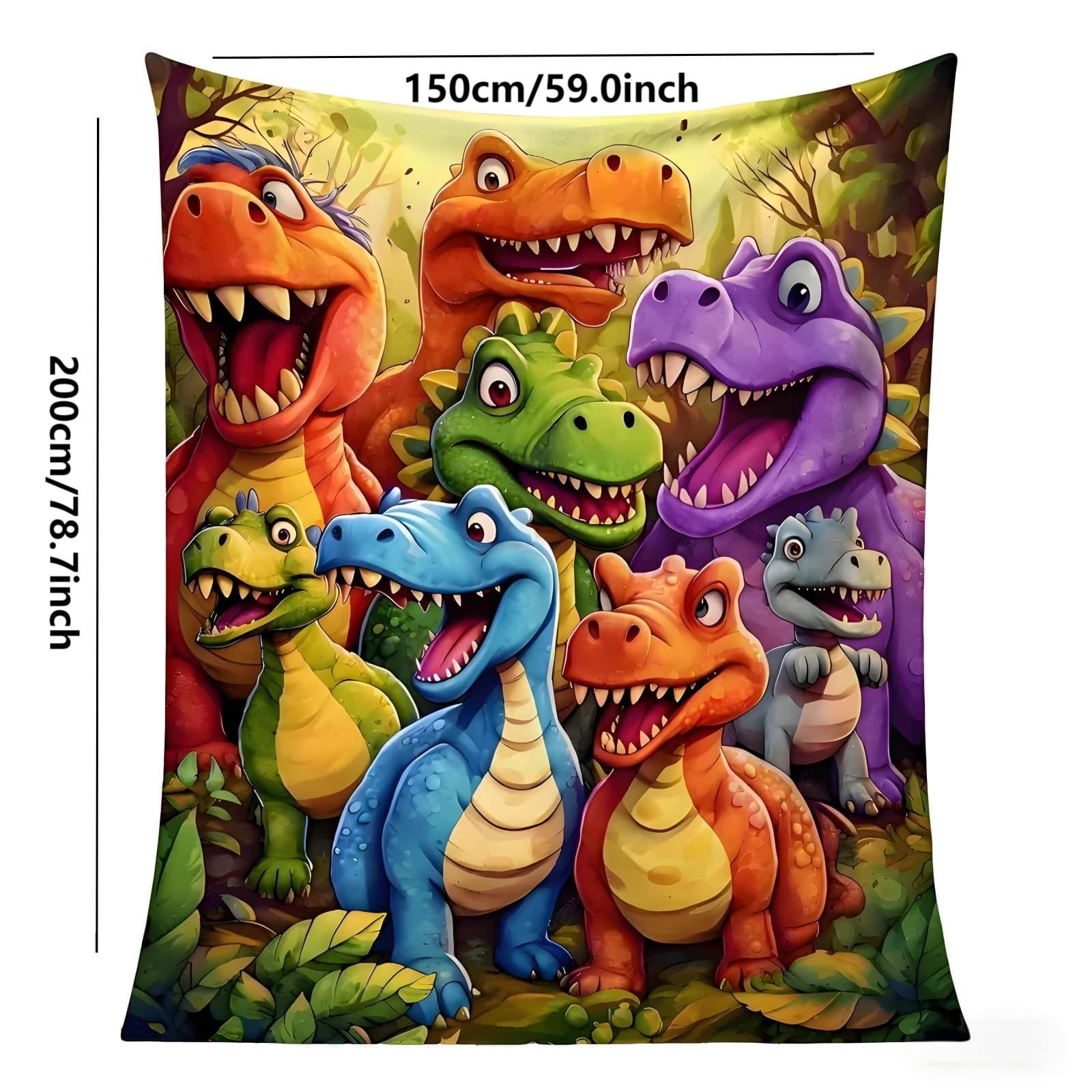 2026 New Dinosaur Blanket for Boys, Cute Smiling Dinosaurs Hd Digital Print Flannel for Boys and Girls, Contemporary Animal Theme, 50x60in