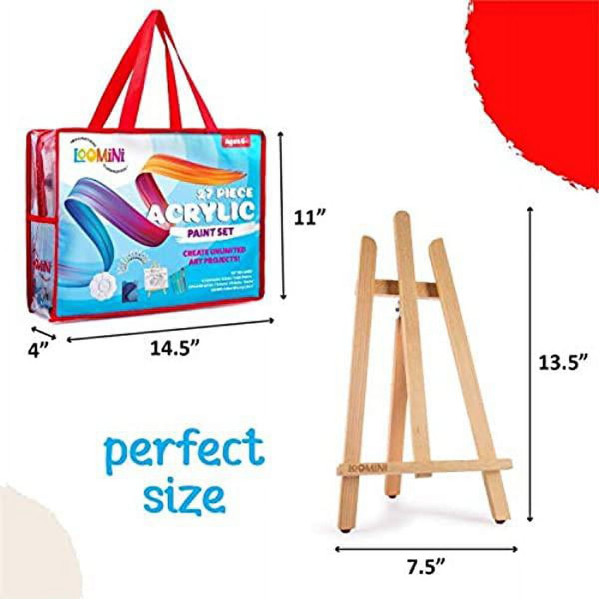 RISEBRITE Acrylic Paint Set with Canvas *€* 25Pcs Painting Kit Includes  Mini Easel, Premium Painting Supplies, Brushes, Art Canvases and More 