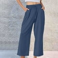 thumbnail image 1 of Wide Leg Pants Woman, Pure Cotton and Baggy Elastic with Pockets, 1 of 9
