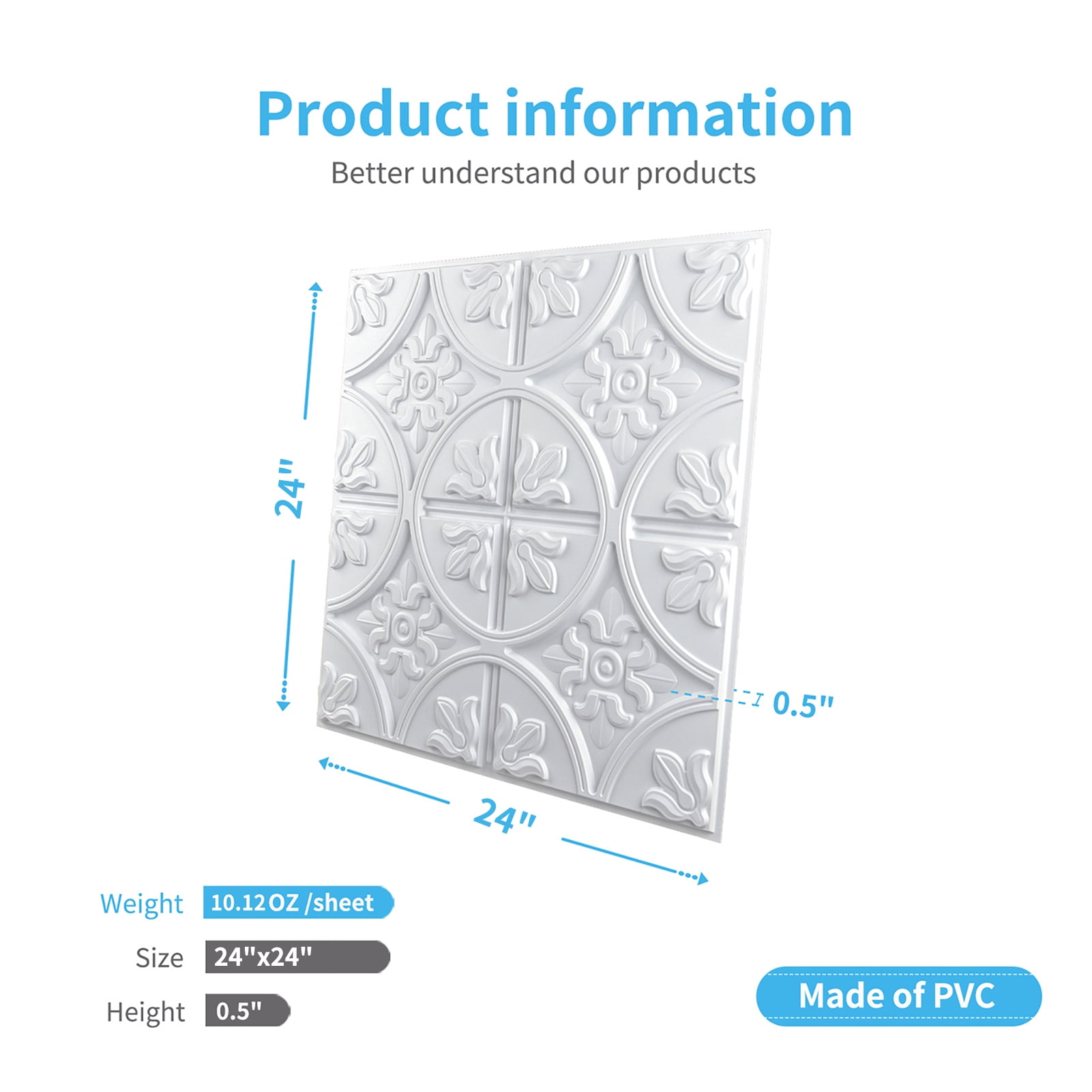 Buy 12 Pcs Drop Ceiling Tiles 2x2, Glueup Ceiling Panel in White