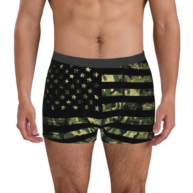 Balery American Flag Camo Calzoncillos bóxer para hombre, ropa interior de algodón suave y transpirable con cinturilla de nailon-XX-Large
