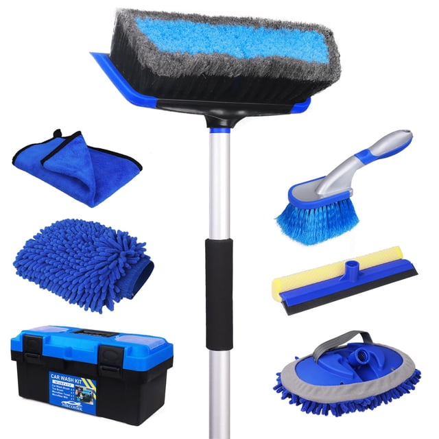 Kit de lavado de autos NIKCOSMKK, cepillo de lavado de autos de 157 cm con cepillo para neumáticos y