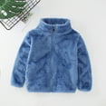thumbnail image 5 of Mepaouo Toddler Fleece Jacket Boys Girls Long Sleeve Plush Outwear Kids Fall Winter Coat Zip up Tops Blue 18-24 Months, 5 of 8