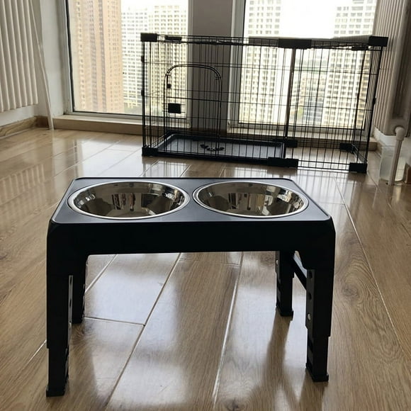 Elevated Elevated Dog Bowls Stainless Steel Double Bowls Large Capacity Adjustable Raised Pet Bowl with 4 Height Modes