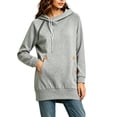 thumbnail image 2 of Busydd Womens Fall Dresses with Front Pocket Fashion Solid Color Hoodie Dress Casual Comfy Drawstring Long Sleeve Dress 2XL, 2 of 6