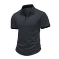 thumbnail image 5 of Timoontee Men's Short Sleeve Basic T Shirt Breathable Fabric Moisture Wicking Lapel Collar V For Daily Wear SKU7006 Gray M, 5 of 6