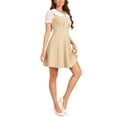 thumbnail image 4 of INSPIRE CHIC Women's Peter Pan Collar Dresses Short Sleeve A-Line Mini Dress XS Beige, 4 of 6