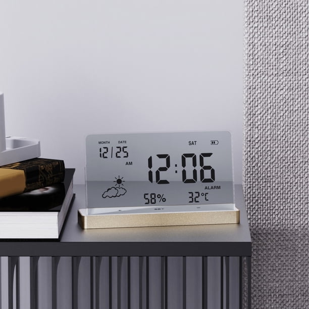 Reloj meteorológico digital multifunción con pantalla LCD grande, medidor de temperatura y humedad para interiores, con despertador, calendario semanal, pronóstico del tiempo, despertador digital.